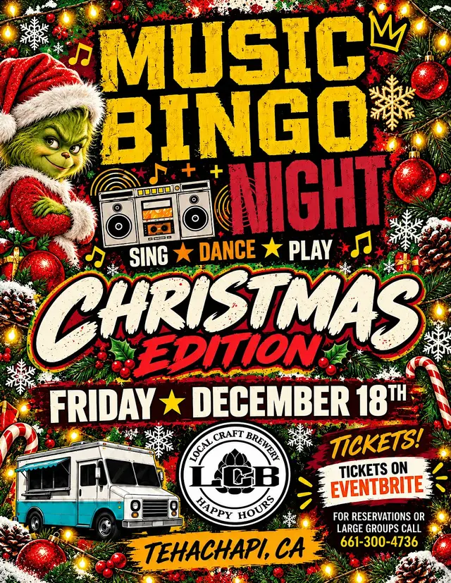 Christmas Edition Music Bingo Night@ Local Craft Brewery Tehachapi