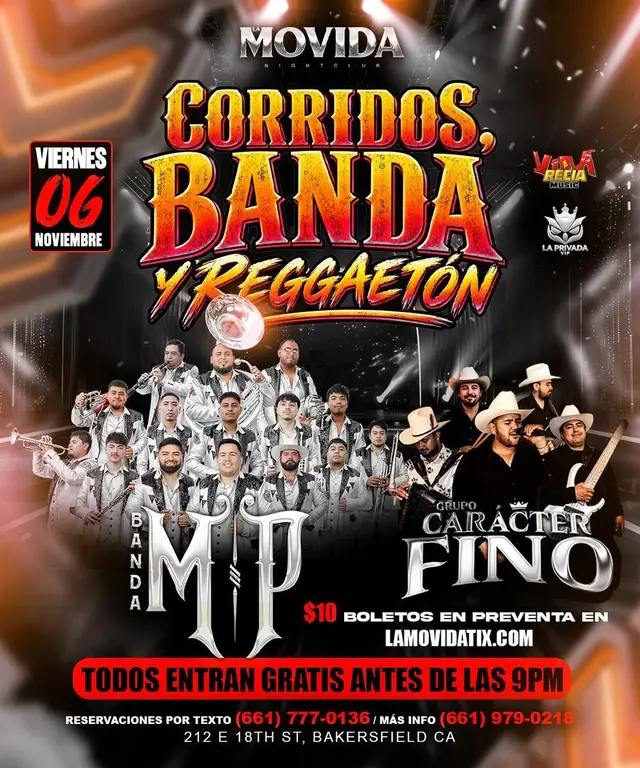 La Movida: Banda MP-Grupo Caracter Fino-Corridos-Banda y Reggaeton
