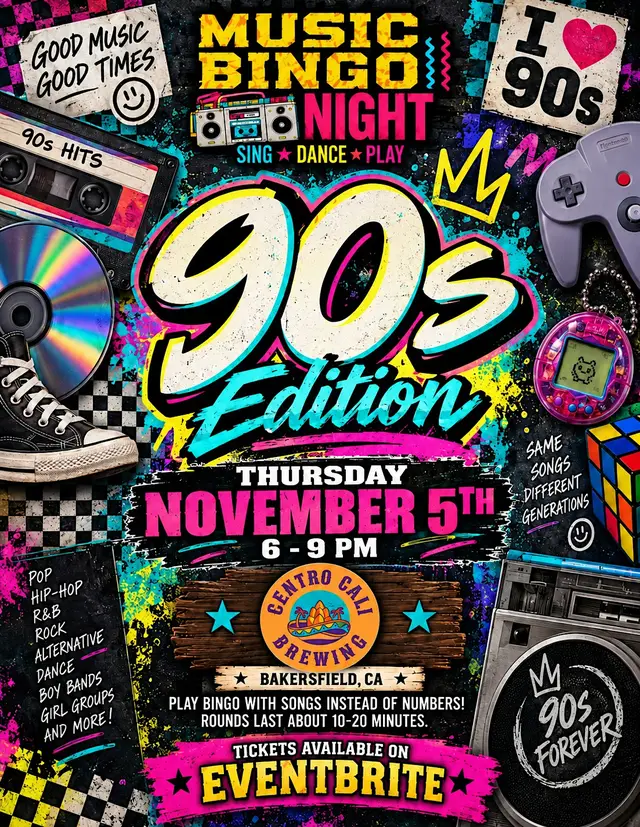 90's Music Bingo Night @ Centro Cali Brewing